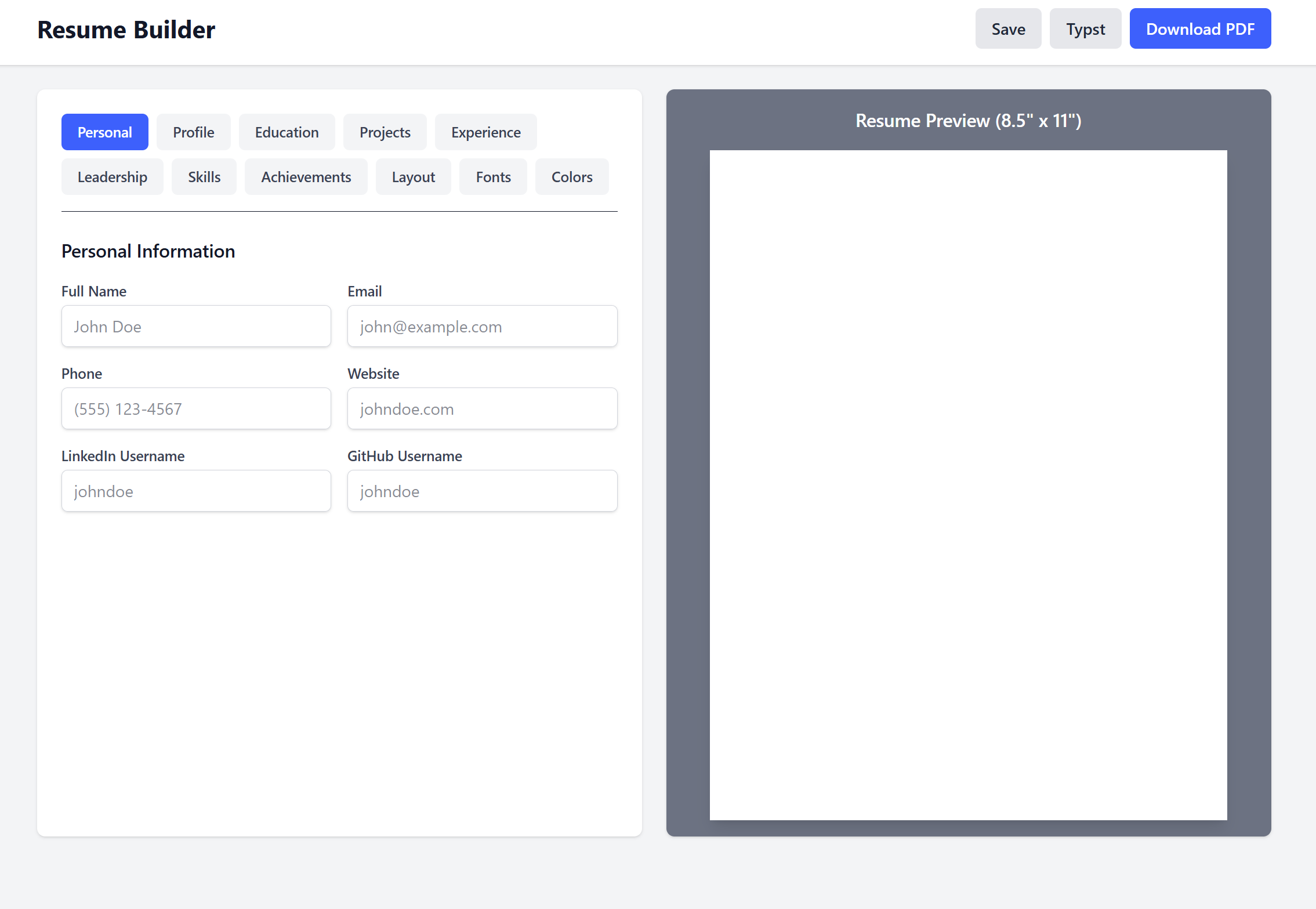 Typst Resume Builder